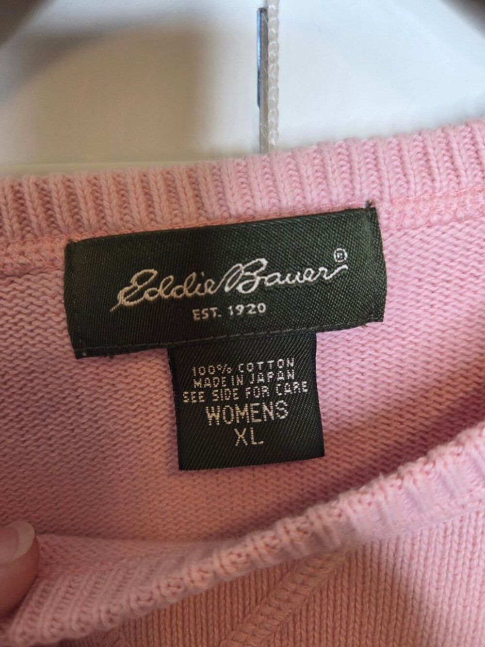 Eddie Bauer Womens Pink Cotton Crewneck Sweater XL classic All Natural preppy - Picture 3 of 7